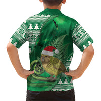 New Zealand Kakapo Christmas In July Family Matching Mermaid Dress and Hawaiian Shirt Silver Fern Santa Xmas Green Color LT22 - Polynesian Pride