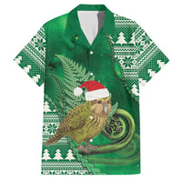 New Zealand Kakapo Christmas In July Family Matching Mermaid Dress and Hawaiian Shirt Silver Fern Santa Xmas Green Color LT22 Dad's Shirt - Short Sleeve Green - Polynesian Pride