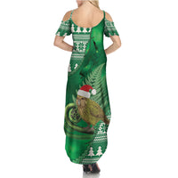 New Zealand Kakapo Christmas In July Family Matching Summer Maxi Dress and Hawaiian Shirt Silver Fern Santa Xmas Green Color LT22 - Polynesian Pride