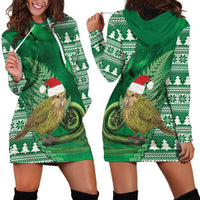 New Zealand Kakapo Christmas In July Hoodie Dress Silver Fern Santa Xmas Green Color LT22 - Polynesian Pride