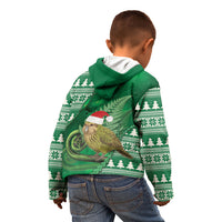 New Zealand Kakapo Christmas In July Kid Hoodie Silver Fern Santa Xmas Green Color