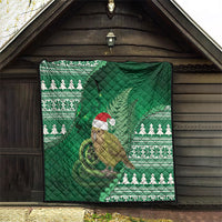 New Zealand Kakapo Christmas In July Quilt Silver Fern Santa Xmas Green Color LT22 - Polynesian Pride