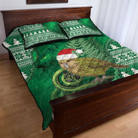 New Zealand Kakapo Christmas In July Quilt Bed Set Silver Fern Santa Xmas Green Color LT22 - Polynesian Pride