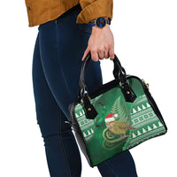New Zealand Kakapo Christmas In July Shoulder Handbag Silver Fern Santa Xmas Green Color LT22 - Polynesian Pride