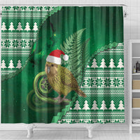 New Zealand Kakapo Christmas In July Shower Curtain Silver Fern Santa Xmas Green Color LT22 - Polynesian Pride