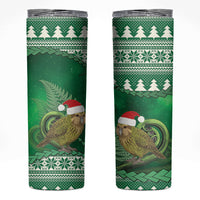 New Zealand Kakapo Christmas In July Skinny Tumbler Silver Fern Santa Xmas Green Color LT22 Green - Polynesian Pride