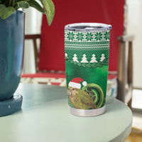 New Zealand Kakapo Christmas In July Tumbler Cup Silver Fern Santa Xmas Green Color