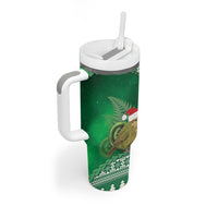 New Zealand Kakapo Christmas In July Tumbler With Handle Silver Fern Santa Xmas Green Color LT22 - Polynesian Pride