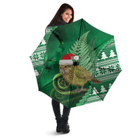 New Zealand Kakapo Christmas In July Umbrella Silver Fern Santa Xmas Green Color LT22 - Polynesian Pride
