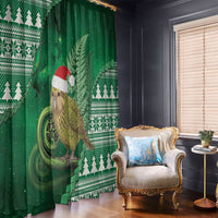 New Zealand Kakapo Christmas In July Window Curtain Silver Fern Santa Xmas Green Color LT22 - Polynesian Pride