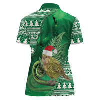 New Zealand Kakapo Christmas In July Women Polo Shirt Silver Fern Santa Xmas Green Color LT22 - Polynesian Pride