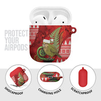 New Zealand Kakapo Christmas In July AirPods Case Silver Fern Santa Xmas Red Color LT22 - Polynesian Pride