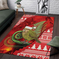 New Zealand Kakapo Christmas In July Area Rug Silver Fern Santa Xmas Red Color LT22 Red - Polynesian Pride