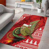 New Zealand Kakapo Christmas In July Area Rug Silver Fern Santa Xmas Red Color LT22 - Polynesian Pride