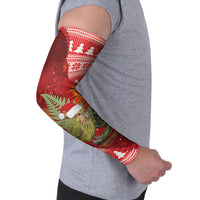 New Zealand Kakapo Christmas In July Arm Sleeves Silver Fern Santa Xmas Red Color LT22 - Polynesian Pride