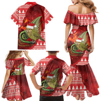 New Zealand Kakapo Christmas In July Family Matching Mermaid Dress and Hawaiian Shirt Silver Fern Santa Xmas Red Color LT22 - Polynesian Pride