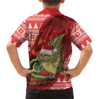 New Zealand Kakapo Christmas In July Family Matching Summer Maxi Dress and Hawaiian Shirt Silver Fern Santa Xmas Red Color LT22 - Polynesian Pride
