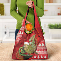 New Zealand Kakapo Christmas In July Grocery Bag Silver Fern Santa Xmas Red Color LT22 - Polynesian Pride
