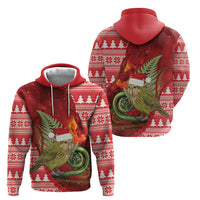 New Zealand Kakapo Christmas In July Hoodie Silver Fern Santa Xmas Red Color LT22 - Polynesian Pride