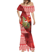 New Zealand Kakapo Christmas In July Mermaid Dress Silver Fern Santa Xmas Red Color LT22 - Polynesian Pride