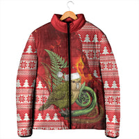 New Zealand Kakapo Christmas In July Padded Jacket Silver Fern Santa Xmas Red Color