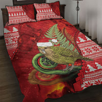 New Zealand Kakapo Christmas In July Quilt Bed Set Silver Fern Santa Xmas Red Color