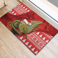 New Zealand Kakapo Christmas In July Rubber Doormat Silver Fern Santa Xmas Red Color