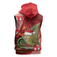 New Zealand Kakapo Christmas In July Sleeveless Hoodie Silver Fern Santa Xmas Red Color LT22 - Polynesian Pride