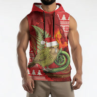 New Zealand Kakapo Christmas In July Sleeveless Hoodie Silver Fern Santa Xmas Red Color LT22 - Polynesian Pride