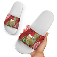 New Zealand Kakapo Christmas In July Slide Sandals Silver Fern Santa Xmas Red Color LT22 - Polynesian Pride
