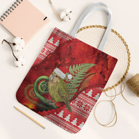New Zealand Kakapo Christmas In July Tote Bag Silver Fern Santa Xmas Red Color LT22 White Strap One Size Red - Polynesian Pride