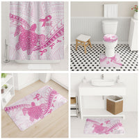 Breast Cancer Awareness Bathroom Set Pink Ribbon Turtle Polynesian Pattern White