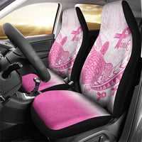 Breast Cancer Awareness Car Seat Cover Pink Ribbon Turtle Polynesian Pattern White