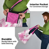 Breast Cancer Awareness Grocery Bag Pink Ribbon Turtle Polynesian Pattern White