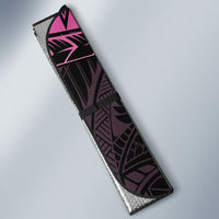 Breast Cancer Awareness Auto Sun Shade Pink Ribbon Turtle Polynesian Pattern Black