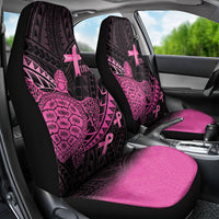 Breast Cancer Awareness Car Seat Cover Pink Ribbon Turtle Polynesian Pattern Black