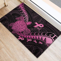 Breast Cancer Awareness Rubber Doormat Pink Ribbon Turtle Polynesian Pattern Black