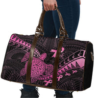 Breast Cancer Awareness Travel Bag Pink Ribbon Turtle Polynesian Pattern Black