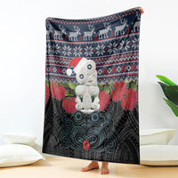 New Zealand Hei Tiki Christmas In July Blanket Pohutukawa Santa Xmas Polynesian Pattern