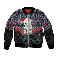 New Zealand Hei Tiki Christmas In July Bomber Jacket Pohutukawa Santa Xmas Polynesian Pattern