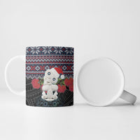 New Zealand Hei Tiki Christmas In July Ceramic Mug Pohutukawa Santa Xmas Polynesian Pattern