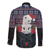New Zealand Hei Tiki Christmas In July Long Sleeve Button Shirt Pohutukawa Santa Xmas Polynesian Pattern LT22 - Polynesian Pride