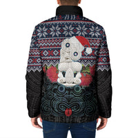 New Zealand Hei Tiki Christmas In July Padded Jacket Pohutukawa Santa Xmas Polynesian Pattern