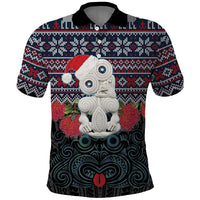 New Zealand Hei Tiki Christmas In July Polo Shirt Pohutukawa Santa Xmas Polynesian Pattern