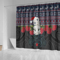 New Zealand Hei Tiki Christmas In July Shower Curtain Pohutukawa Santa Xmas Polynesian Pattern