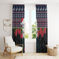 New Zealand Hei Tiki Christmas In July Window Curtain Pohutukawa Santa Xmas Polynesian Pattern