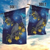 New Zealand Kokako Bird Garden Flag Kowhai Galaxy Style Polynesian Pattern