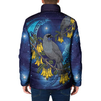 New Zealand Kokako Bird Padded Jacket Kowhai Galaxy Style Polynesian Pattern