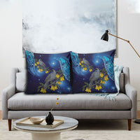 New Zealand Kokako Bird Pillow Cover Kowhai Galaxy Style Polynesian Pattern