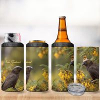 New Zealand Kaka Bird 4 in 1 Can Cooler Tumbler Kowhai Flower Landscape Style LT22 - Polynesian Pride